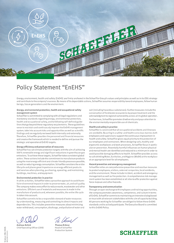 EHS Policy of the Schaeffler Group